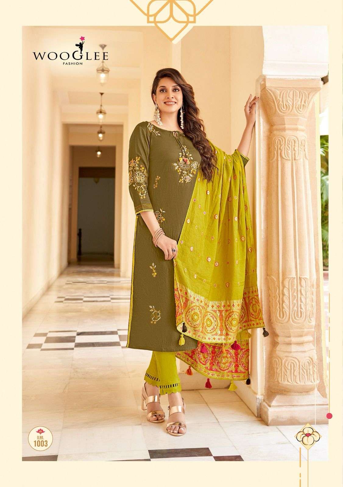 RAKSHA BY WOOGLEE VISCOSE THREAD HANDWORK KURTI PANT WITH DUPATTA 