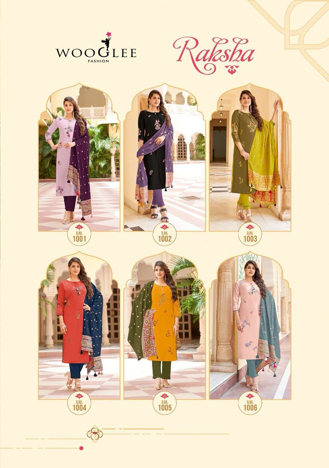 RAKSHA BY WOOGLEE VISCOSE THREAD HANDWORK KURTI PANT WITH DUPATTA 