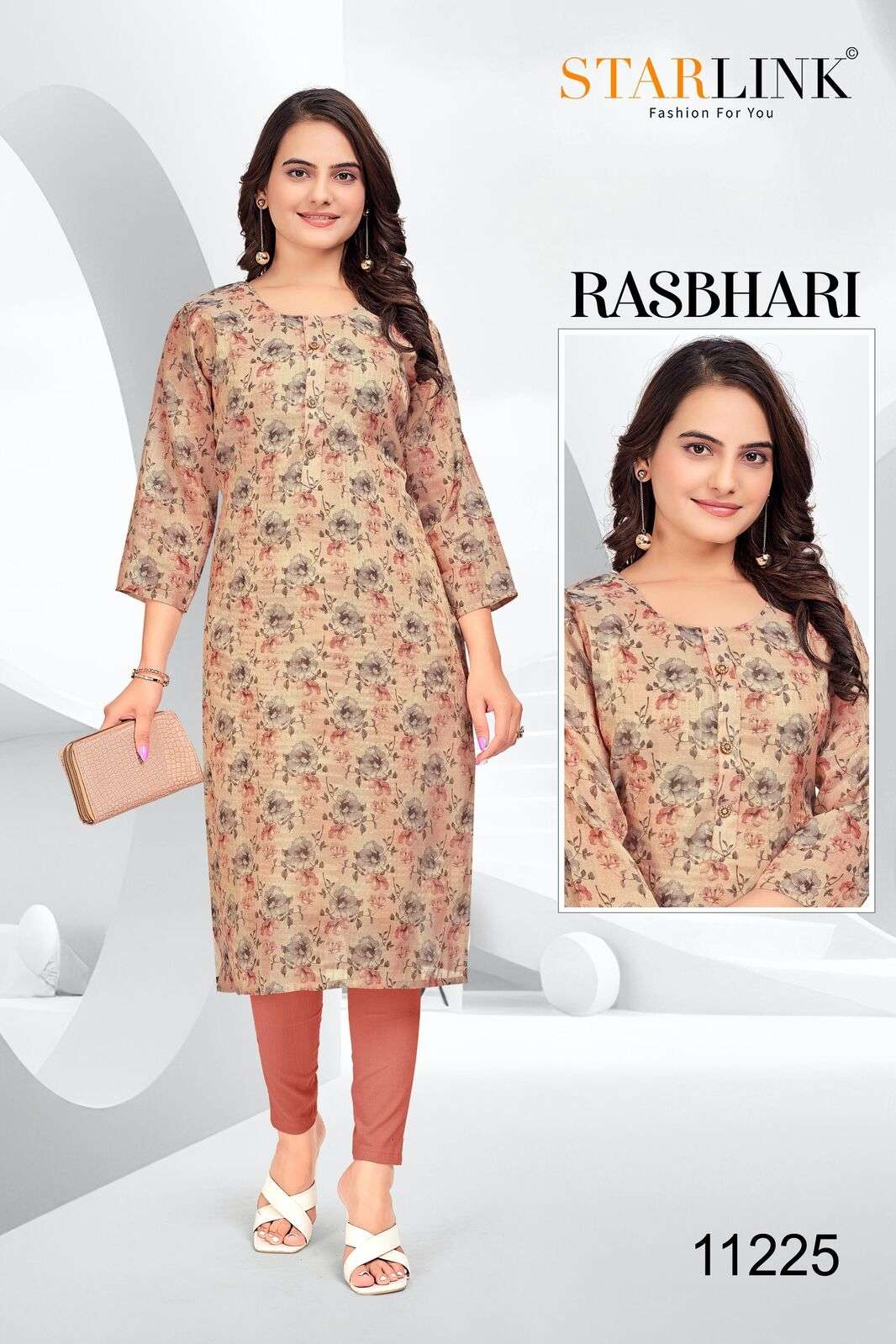 RASHBHARI BY STARLINK TISSUE WITH JARI PATTERN KURTI WITH INNER 