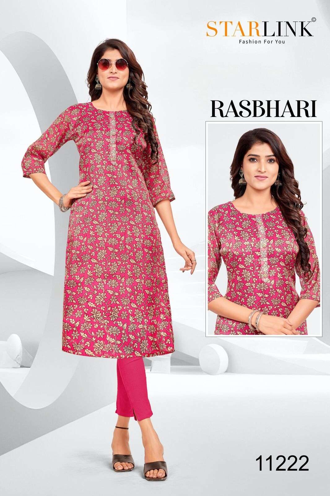 RASHBHARI BY STARLINK TISSUE WITH JARI PATTERN KURTI WITH INNER 