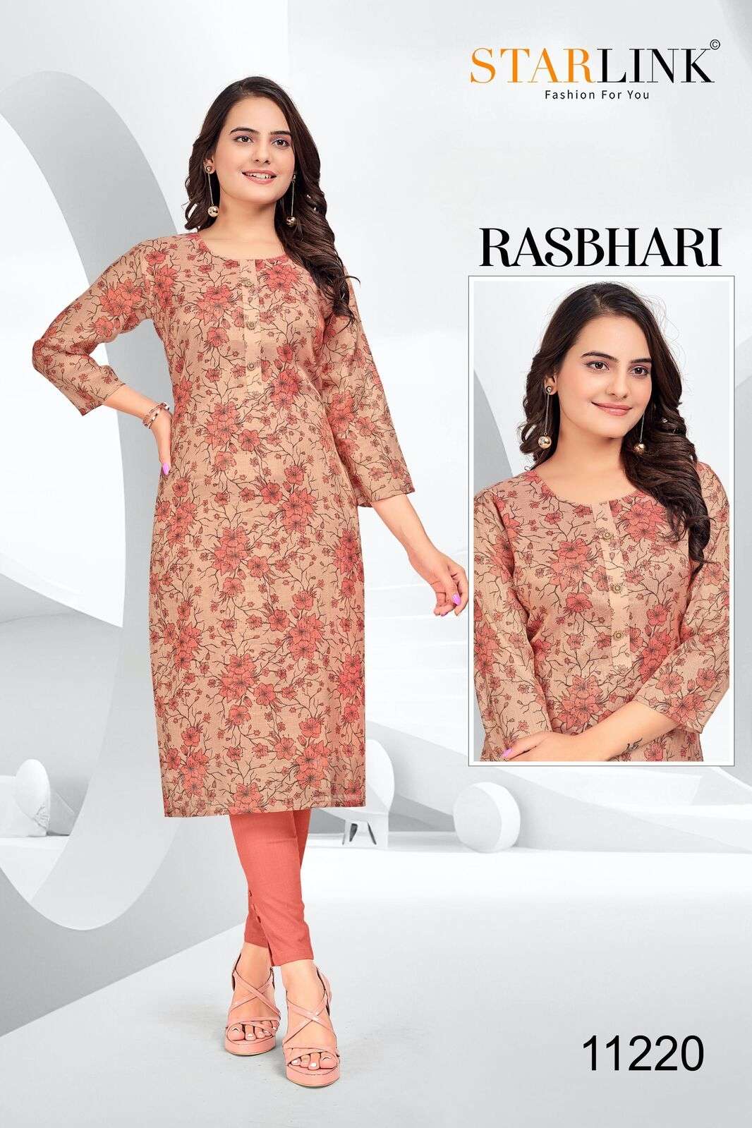 RASHBHARI BY STARLINK TISSUE WITH JARI PATTERN KURTI WITH INNER 