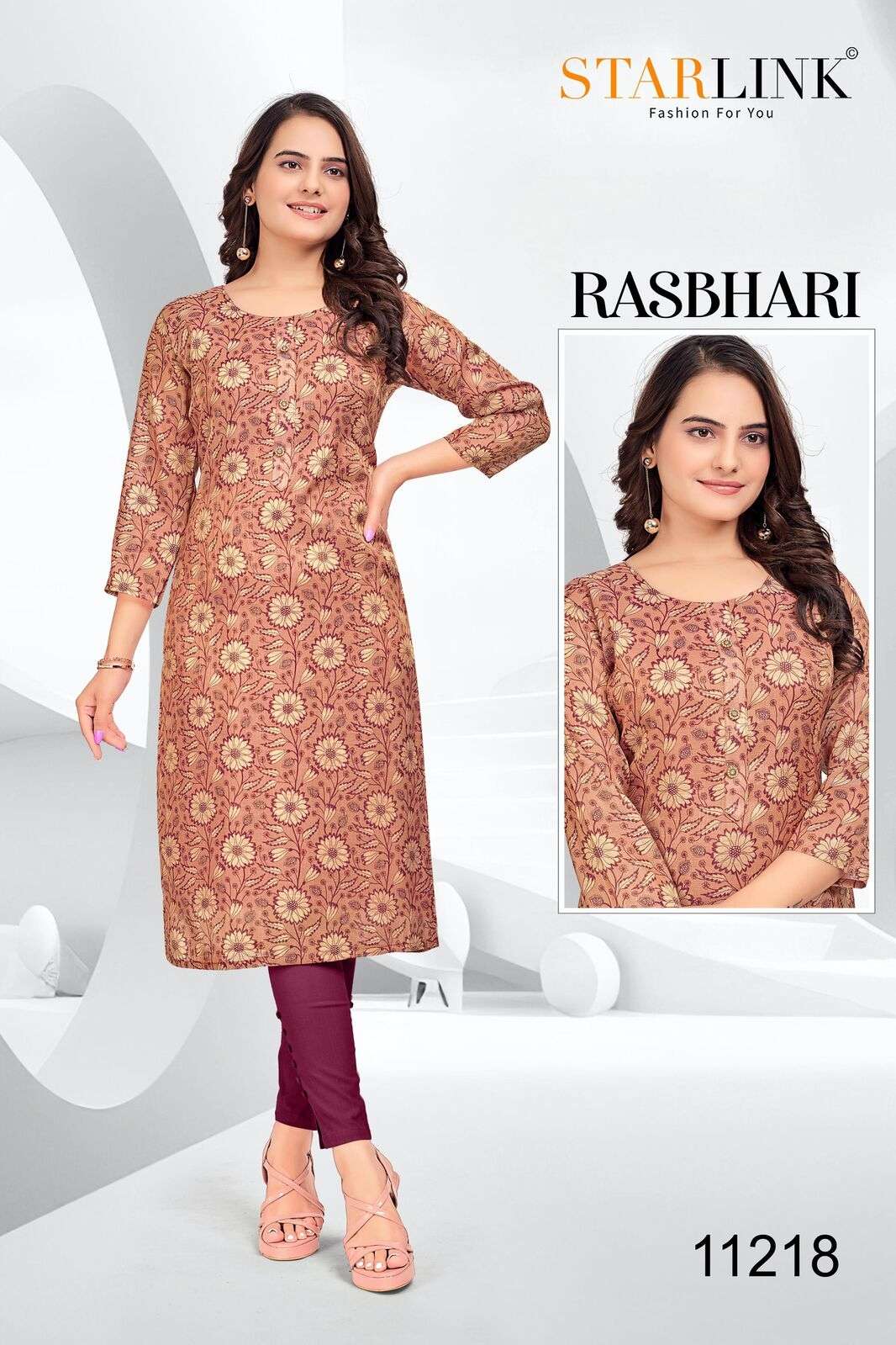 RASHBHARI BY STARLINK TISSUE WITH JARI PATTERN KURTI WITH INNER 