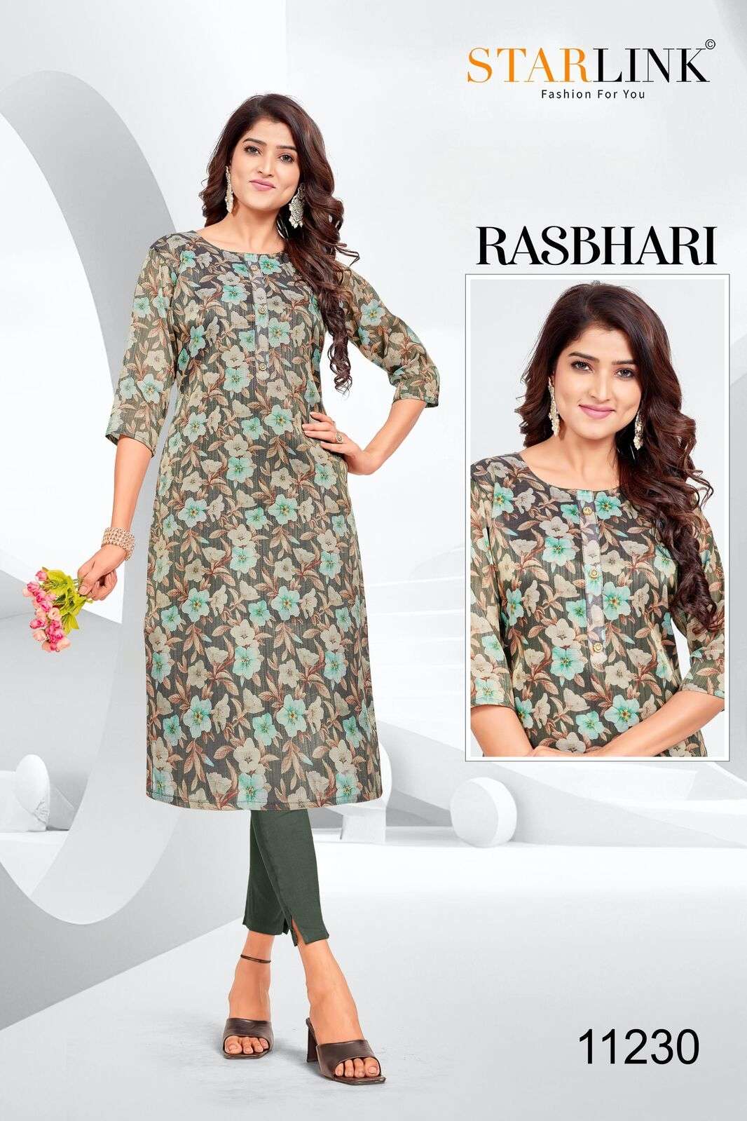 RASHBHARI BY STARLINK TISSUE WITH JARI PATTERN KURTI WITH INNER 