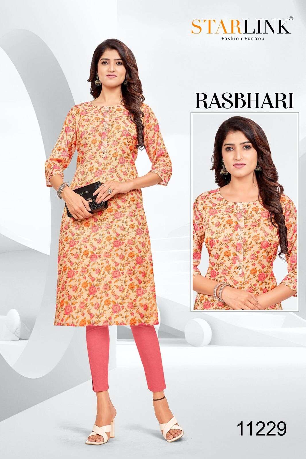 RASHBHARI BY STARLINK TISSUE WITH JARI PATTERN KURTI WITH INNER 