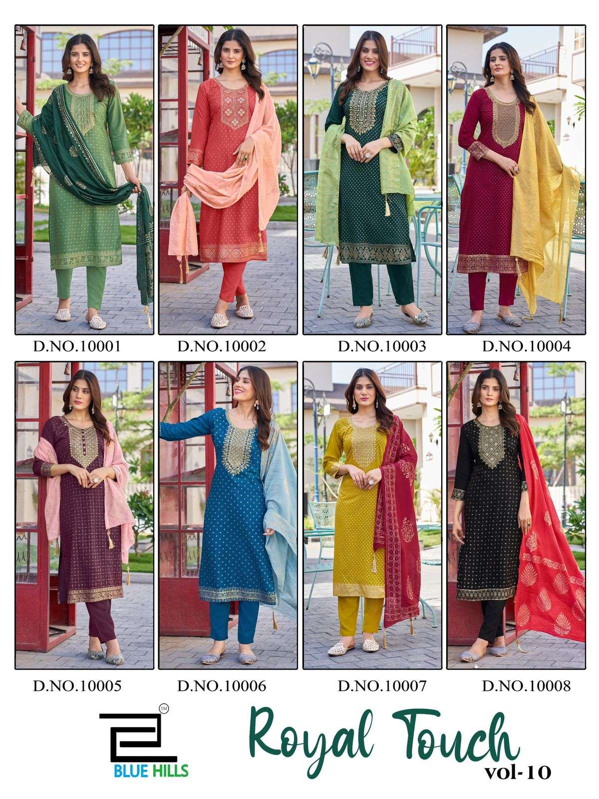 RAYON TOUCH VOL-10 BY BLUE HILLS RAYON FABRIC KURTI PANT WITH CHANDERI FOIL PRINT DUPATTA 