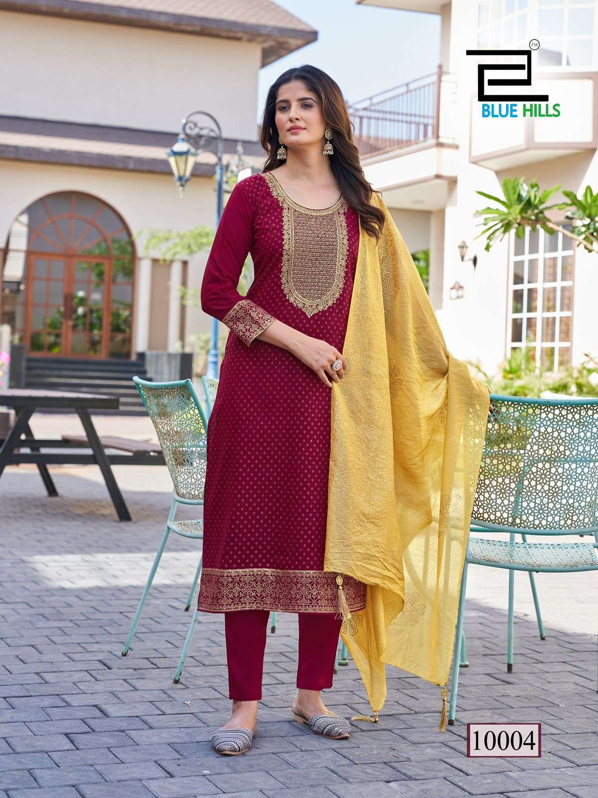 RAYON TOUCH VOL-10 BY BLUE HILLS RAYON FABRIC KURTI PANT WITH CHANDERI FOIL PRINT DUPATTA 