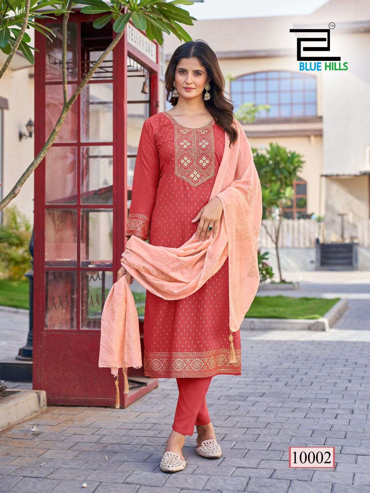 RAYON TOUCH VOL-10 BY BLUE HILLS RAYON FABRIC KURTI PANT WITH CHANDERI FOIL PRINT DUPATTA 
