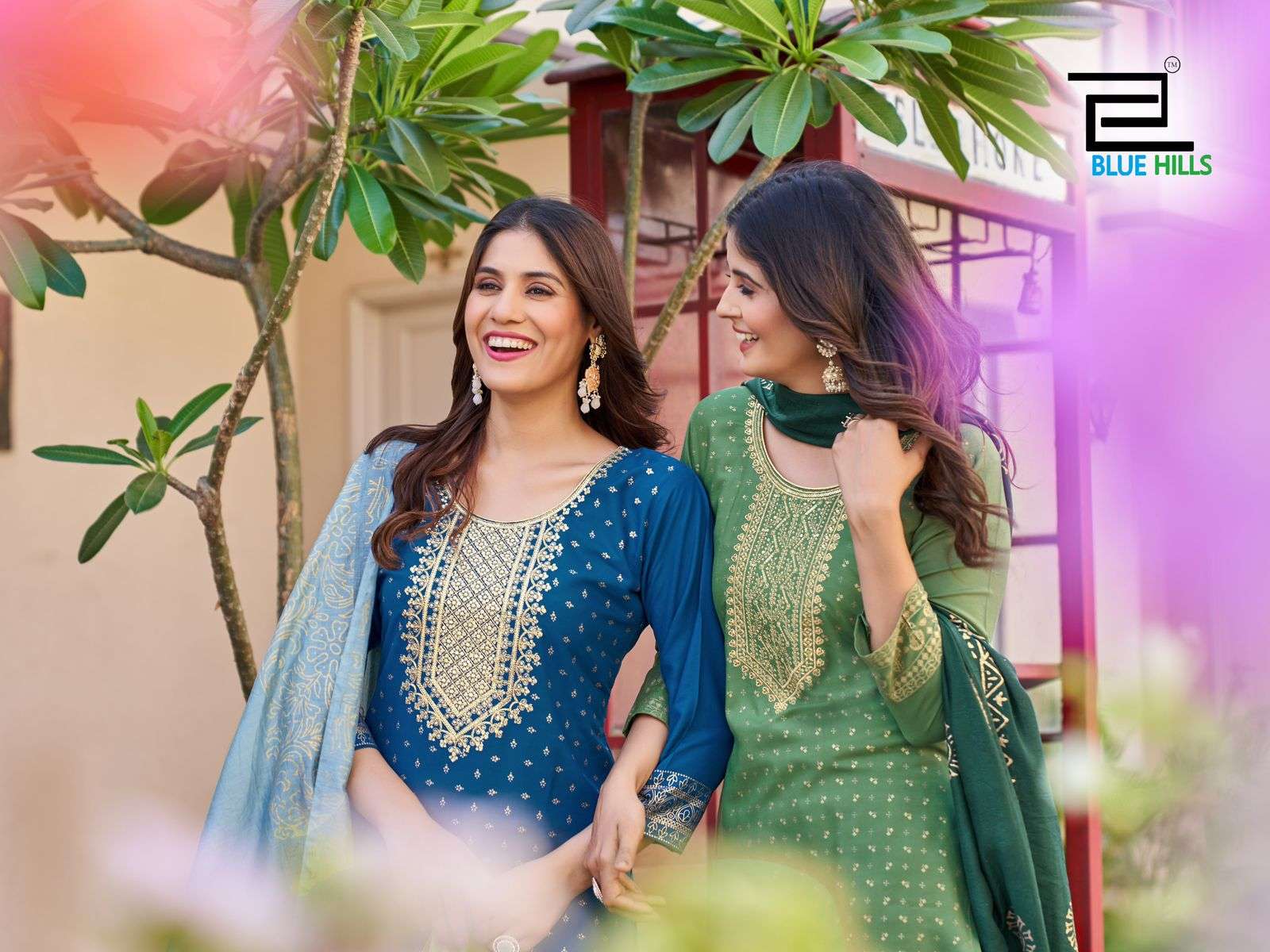 RAYON TOUCH VOL-10 BY BLUE HILLS RAYON FABRIC KURTI PANT WITH CHANDERI FOIL PRINT DUPATTA 