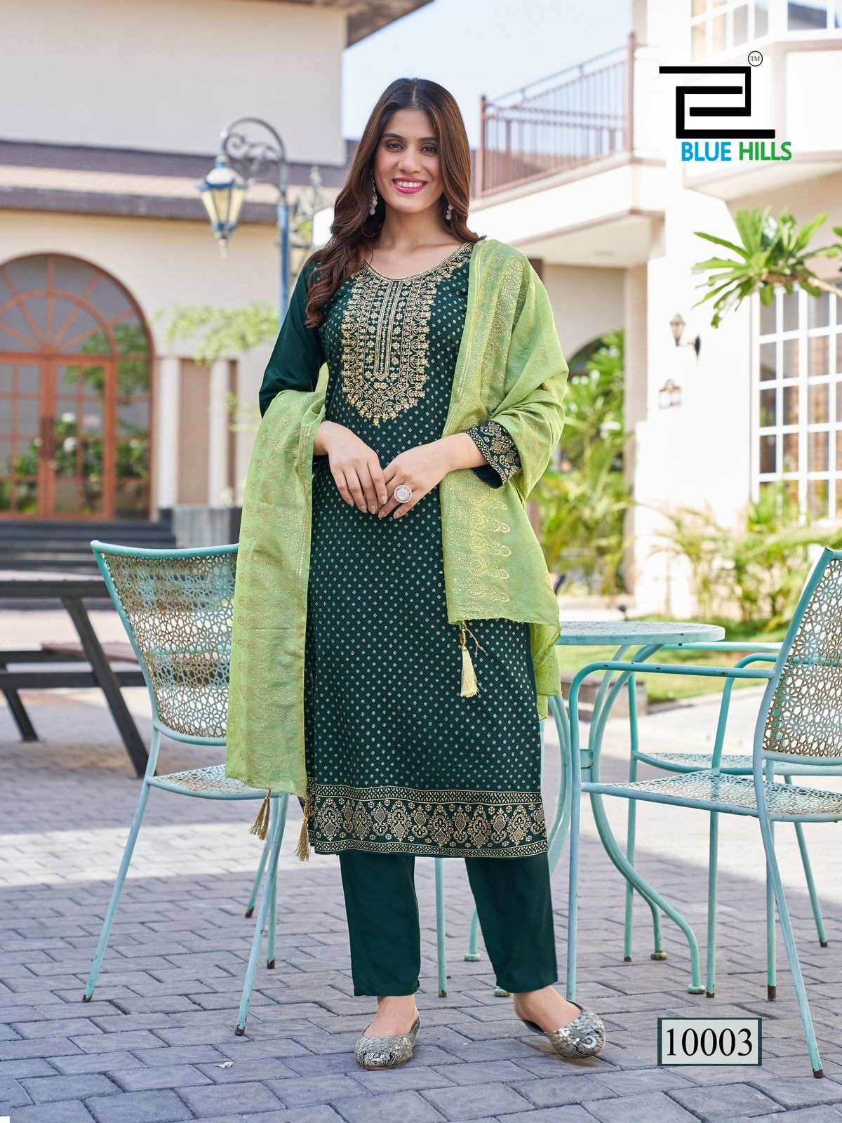 RAYON TOUCH VOL-10 BY BLUE HILLS RAYON FABRIC KURTI PANT WITH CHANDERI FOIL PRINT DUPATTA 