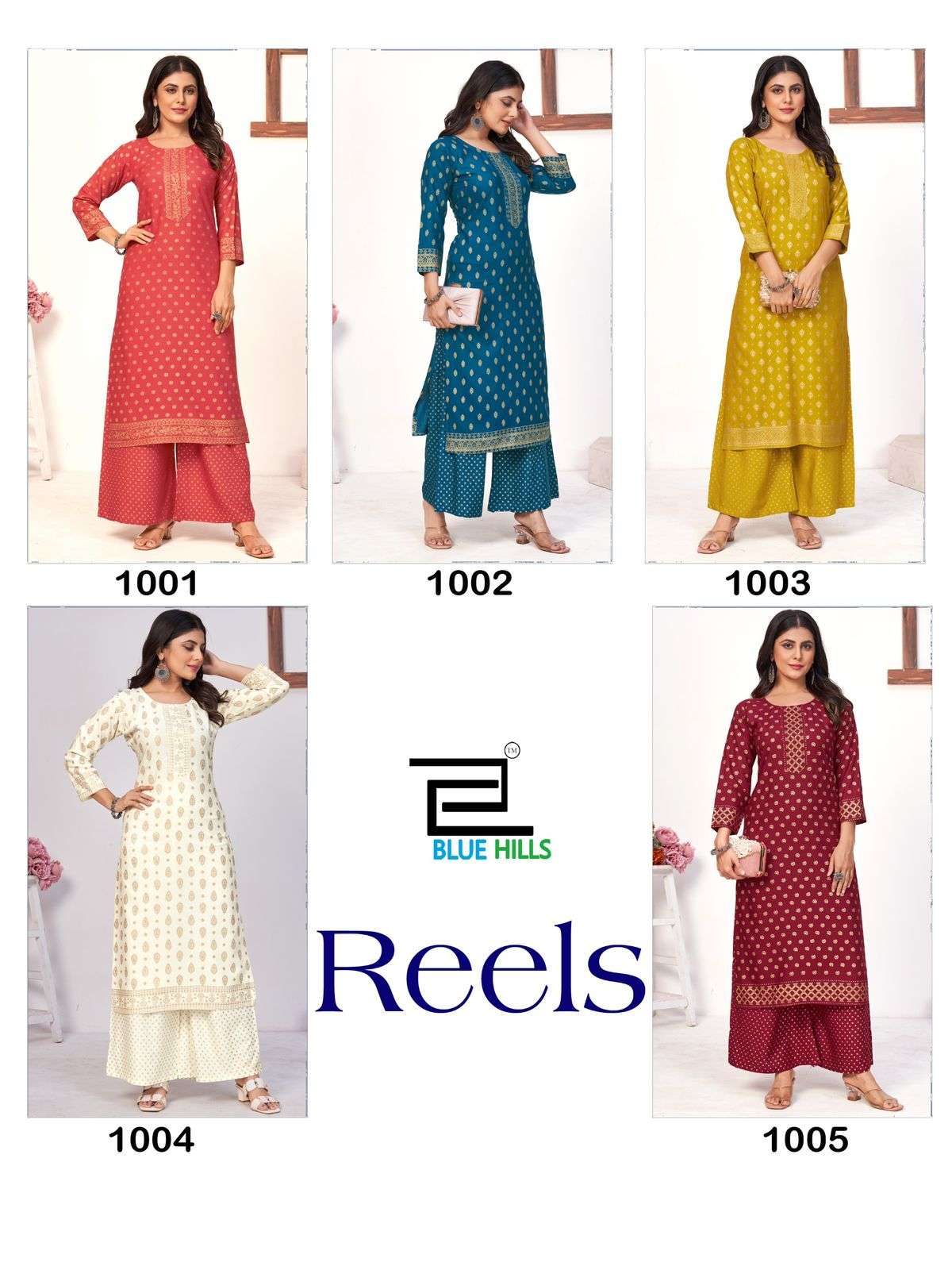 REELS BY BLUE HILLS RAYON FABRIC FULL STICHED KURTI WITH PLAZO 