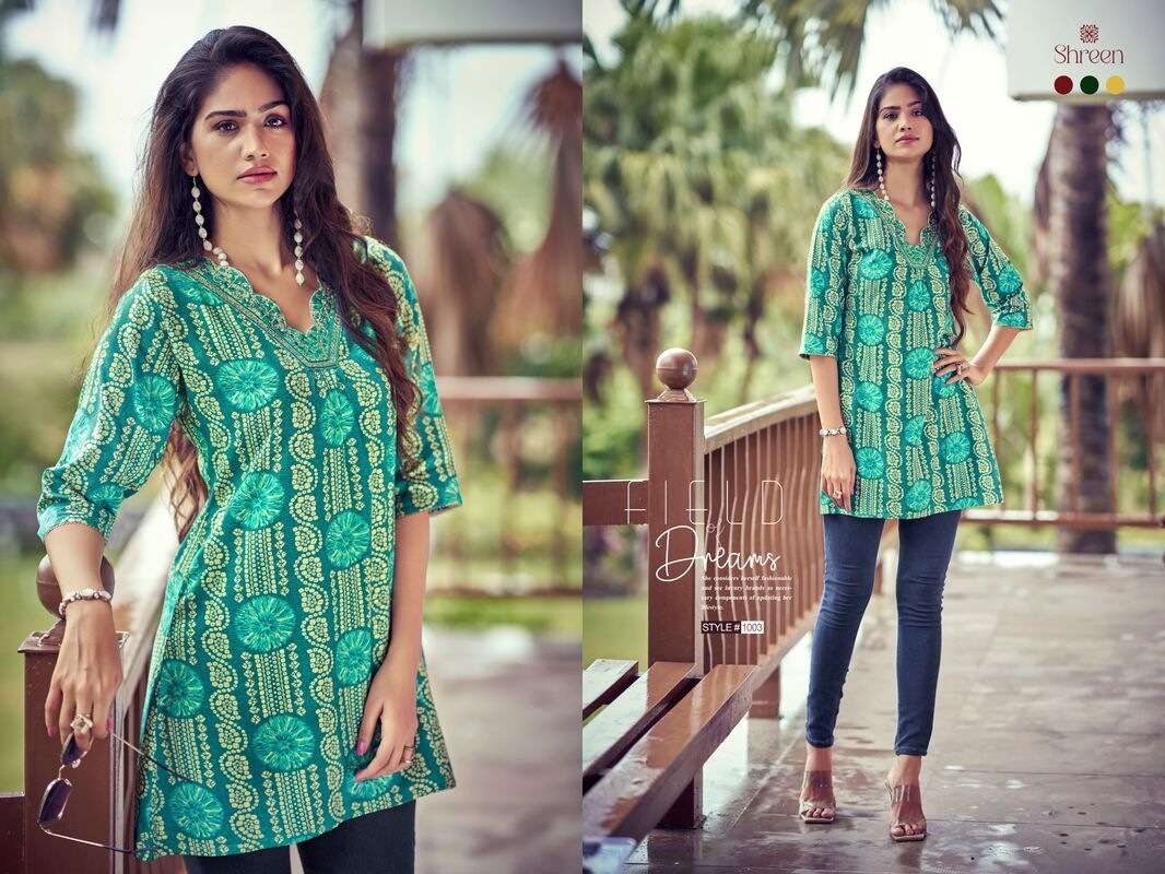 RESHAM VOL-5 BY SHREEN TRENDY WESTERN RAYON PRINT TUNICS 