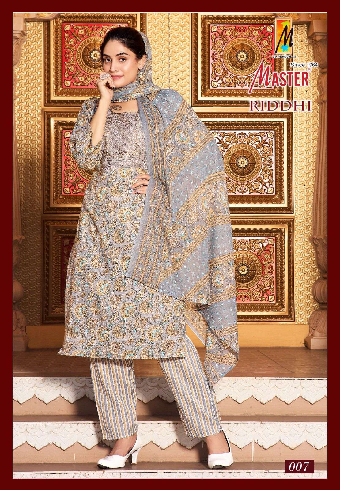 RIDDHI BY MASTER SEQUENCE PRINTED WORK KURTI PANT WITH DUPATTA 
