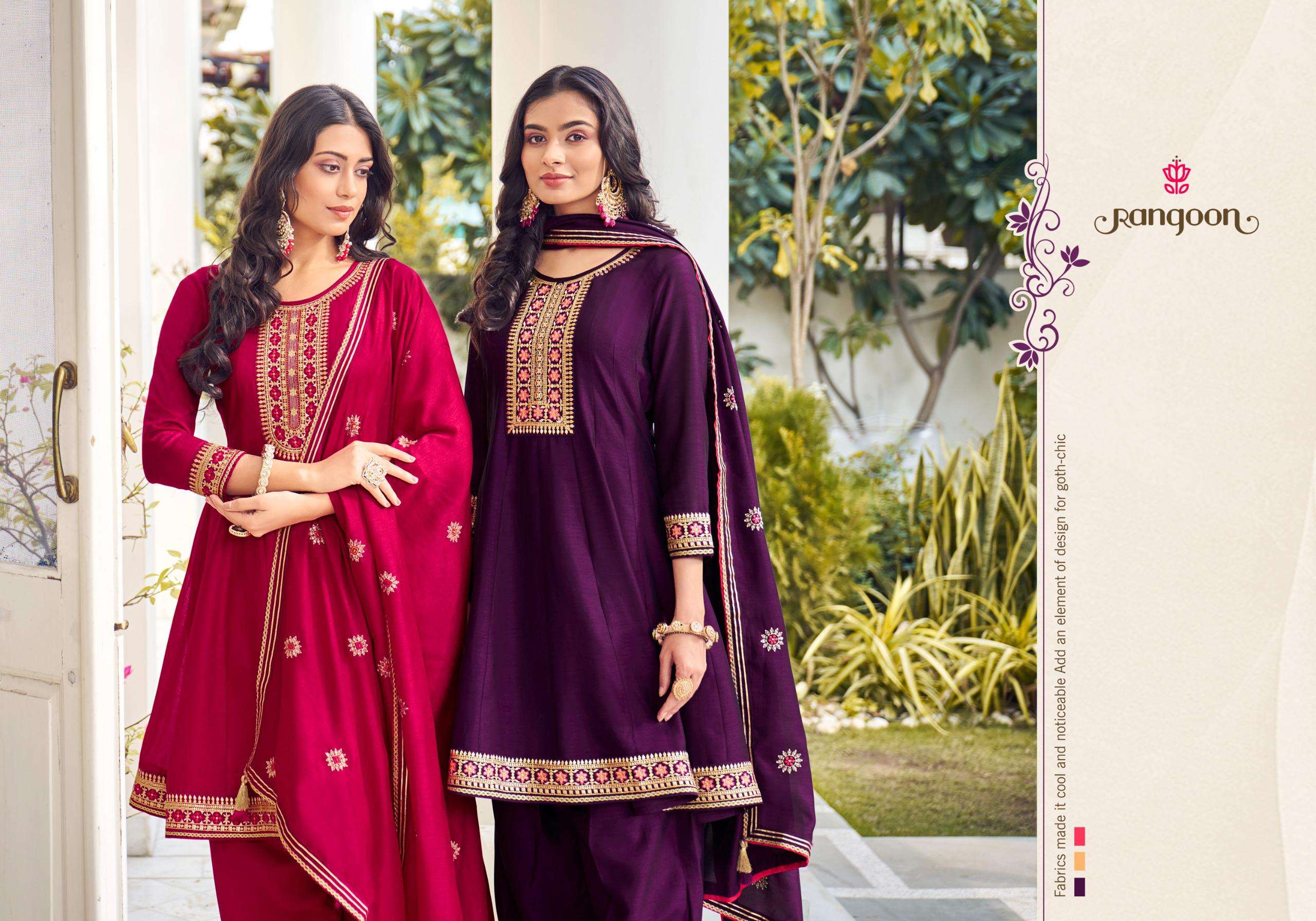 RIHANNA BY RANGOON SILK WITH FANCY WORK KURTI DUPATTA WITH AFGHANI STYLE PANT 