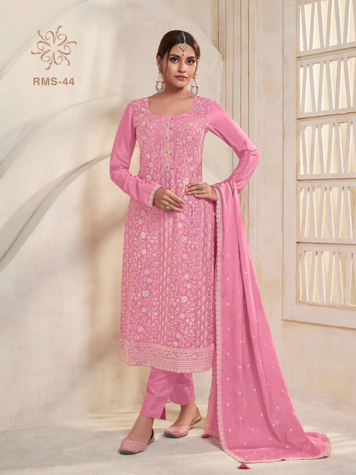 RMS- 44 TO 47 BY VINAY FASHION CHINON SILK KURTI PANT WITH DUPATTA 