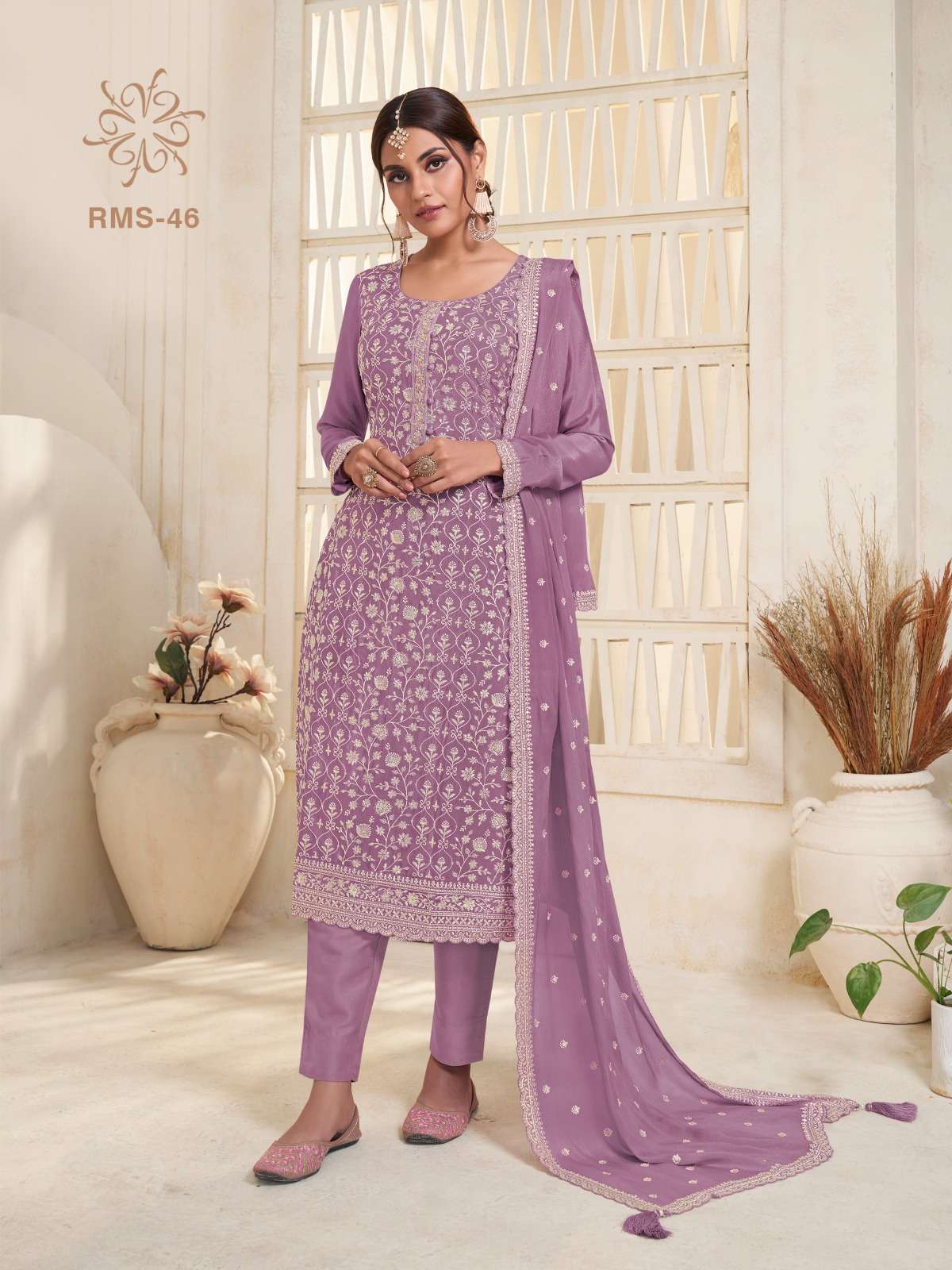 RMS- 44 TO 47 BY VINAY FASHION CHINON SILK KURTI PANT WITH DUPATTA 