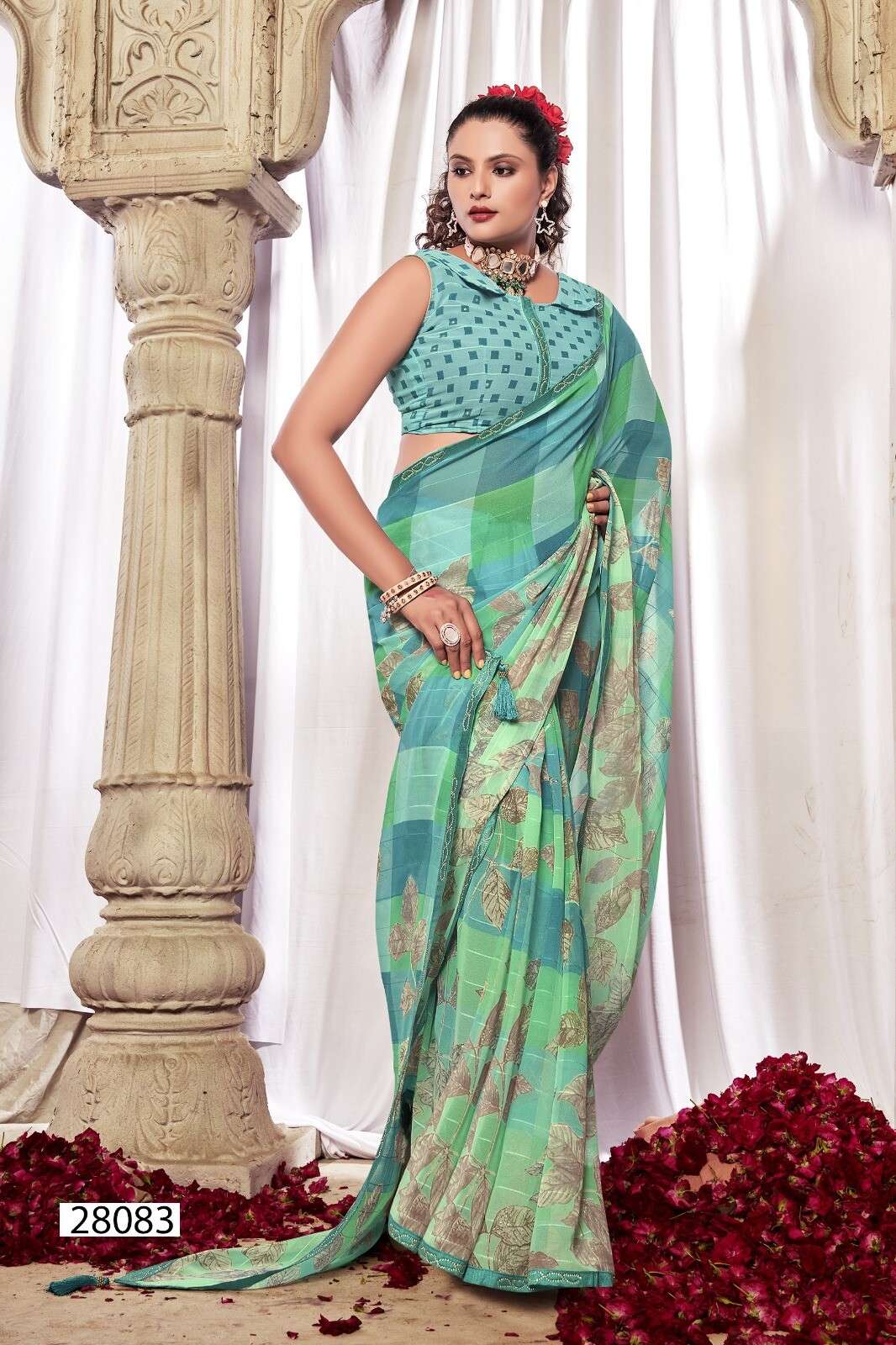 ROMY VOL-3 BY VALLABHI GEORGETTE FANCY SWAROVSKI WORK SAREES 