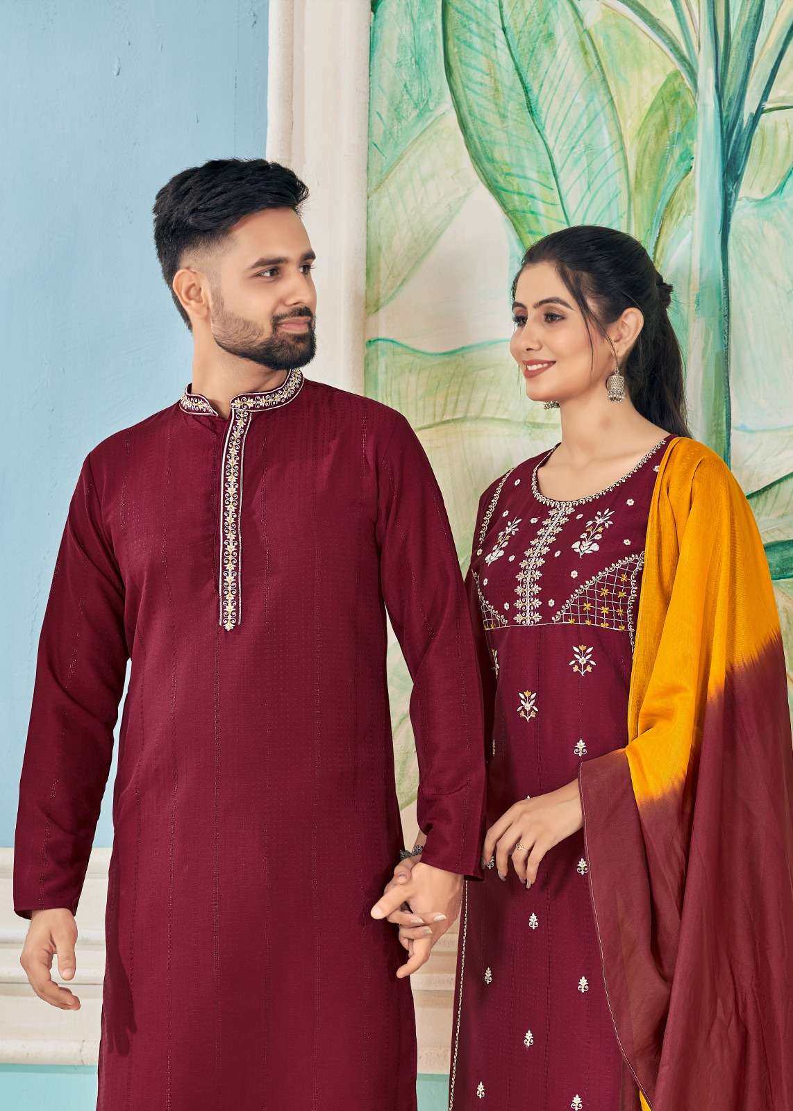 ROYAL COUPLE VOL-13 BY BANWERY PURE VISCOSE WEAVING STRIPE WITH EMBROIDERY STYLISH DESIGN 