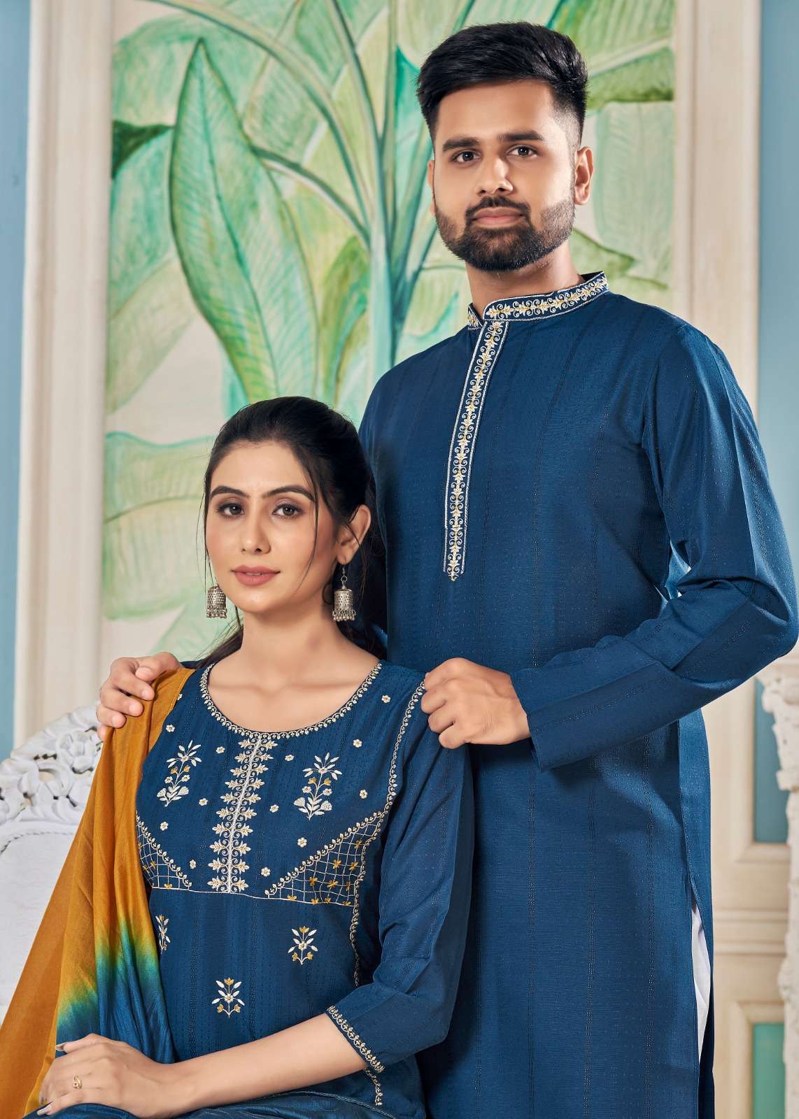 ROYAL COUPLE VOL-13 BY BANWERY PURE VISCOSE WEAVING STRIPE WITH EMBROIDERY STYLISH DESIGN 