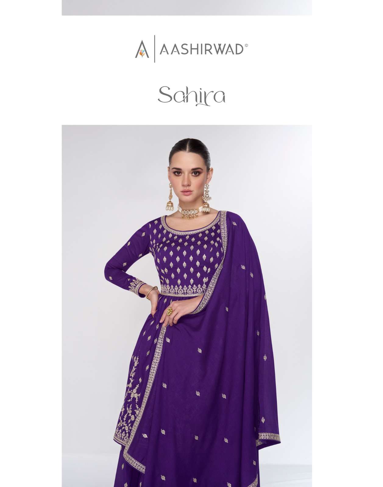 SAHIRA BY AASHIRWAD CREATION PREMIUM SILK HEAVY EMBROIDERY KURTI PLAZO WITH DUPATTA 