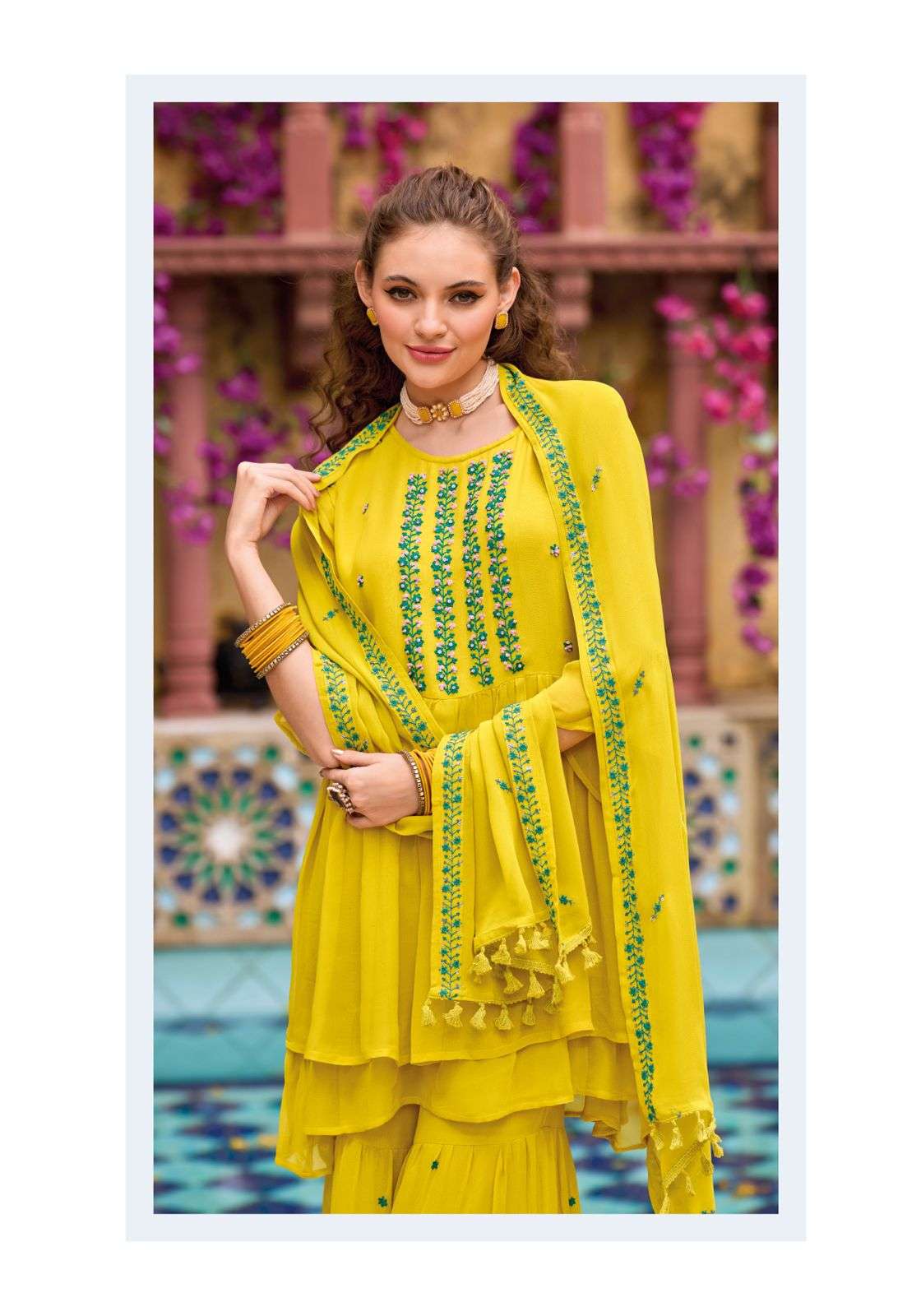 SAJDA BY MITTOO PURE GEORGETTE HANDWORK & EMBROIDERY KURTI PLAZO WITH DUPATTA