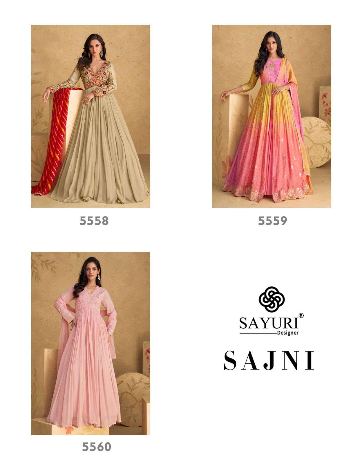 SAJNI BY SAYURI DESIGNER REAL CHINON EMBOIDERY ANARKALI WITH DUPATTA 