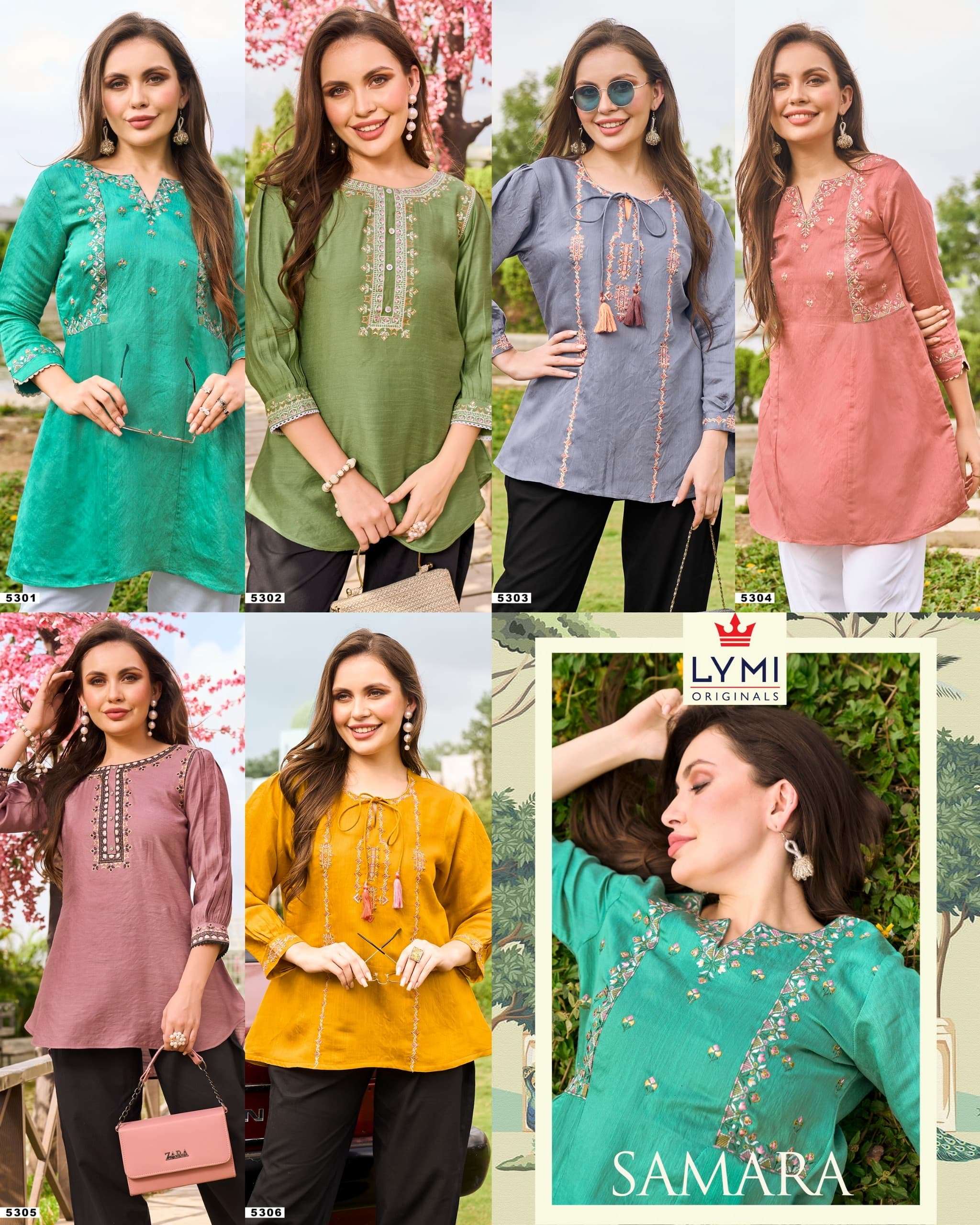 SAMARA BY RANGOON FANCY EMBROIDERY WORK SHORT TUNICS 