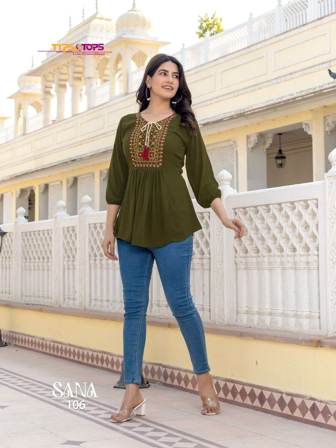 SANA VOL-3 BY TIPS & TOPS RAYON WRINKLE HEAVY EMBROIDERY TUNICS 