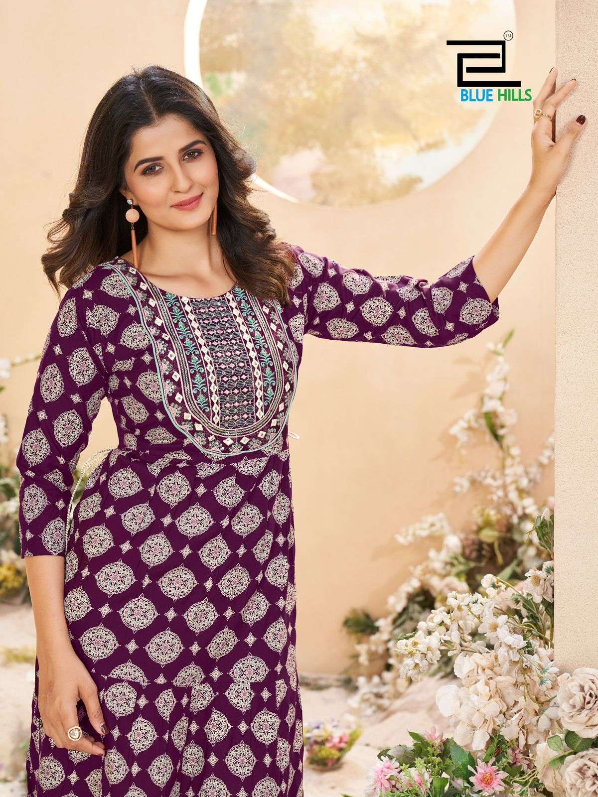 SARFARAZ VOL-15 BY BLUE HILLS RAYON PRINT EMBROIDERY NECK GOWN STYLE 