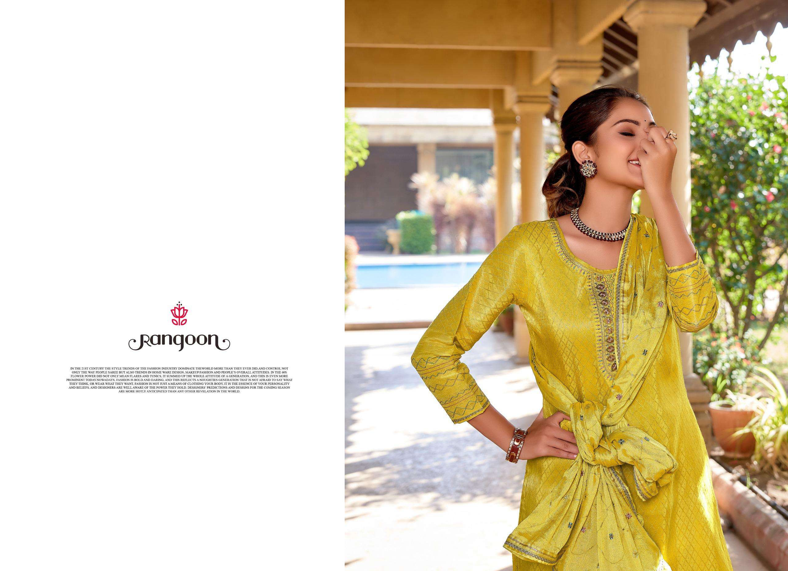 SAROJ BY RANGOON PURE VISCOSE WITH FANCY EMBROIDERY ARI WORK KURTI PANT WITH DUPATTA