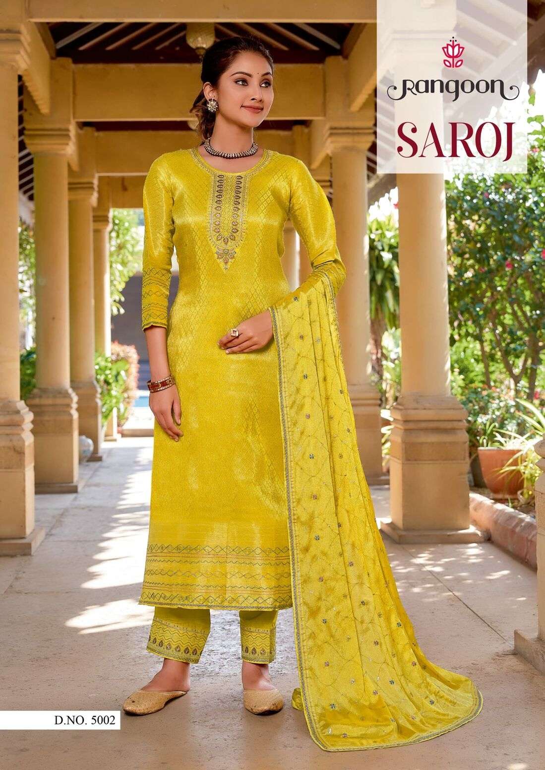 SAROJ BY RANGOON PURE VISCOSE WITH FANCY EMBROIDERY ARI WORK KURTI PANT WITH DUPATTA