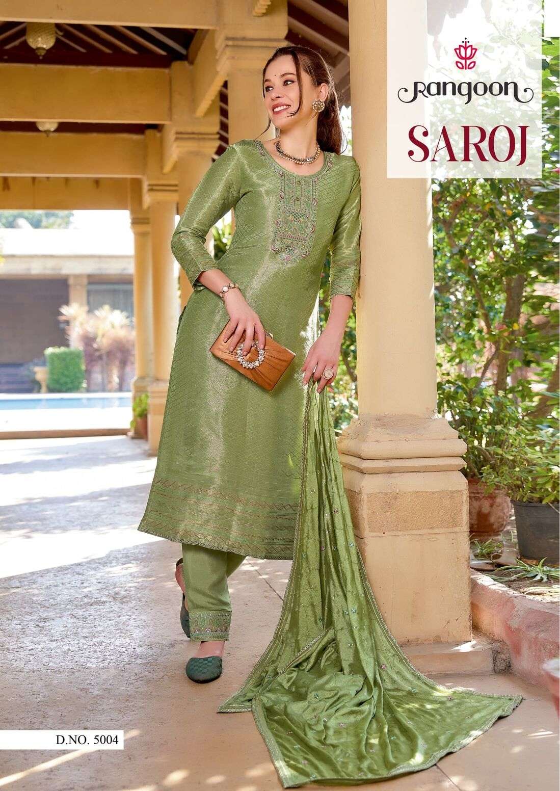 SAROJ BY RANGOON PURE VISCOSE WITH FANCY EMBROIDERY ARI WORK KURTI PANT WITH DUPATTA