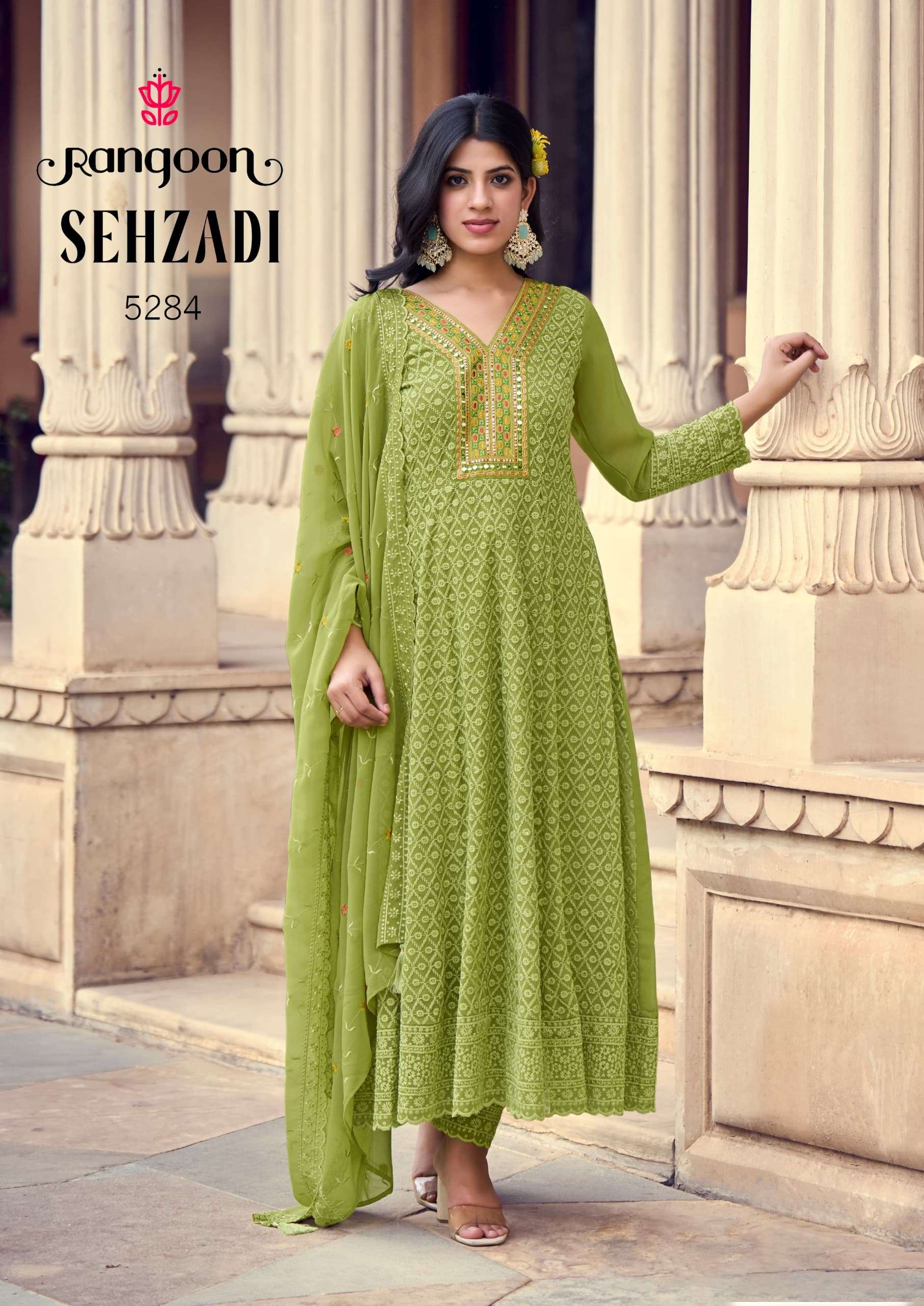 SEHZADI BY RANGOON SCHIFFLI GEORGETTE WITH FANCY EMBROIDERY WORK IN ANARKALI STYLE 