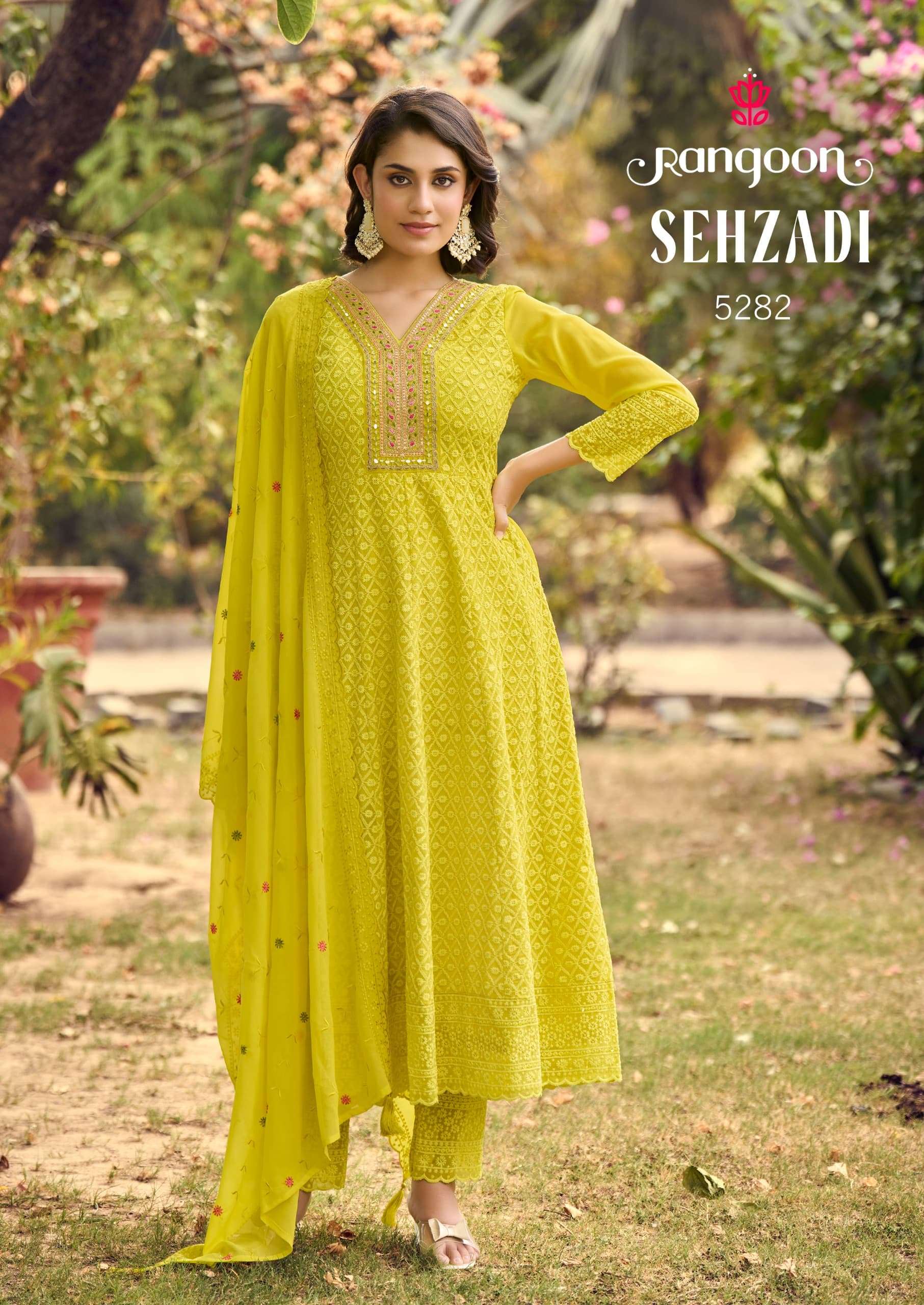 SEHZADI BY RANGOON SCHIFFLI GEORGETTE WITH FANCY EMBROIDERY WORK IN ANARKALI STYLE 
