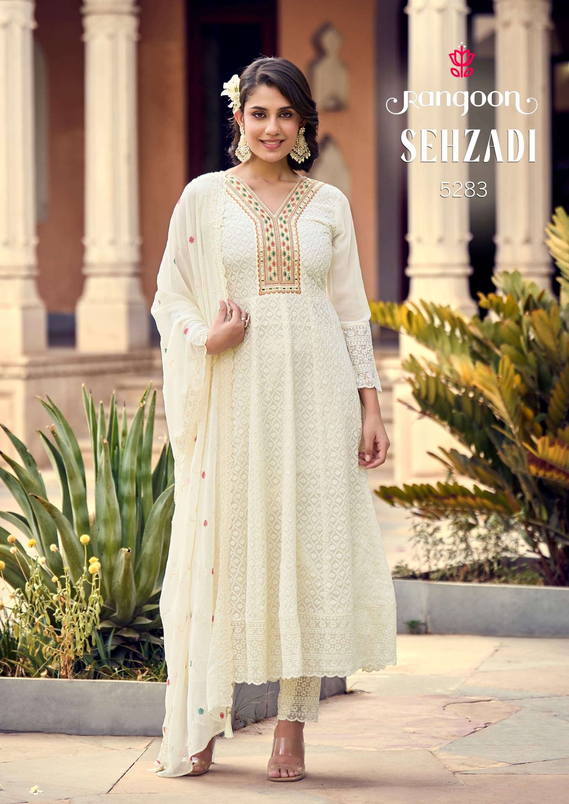 SEHZADI BY RANGOON SCHIFFLI GEORGETTE WITH FANCY EMBROIDERY WORK IN ANARKALI STYLE 
