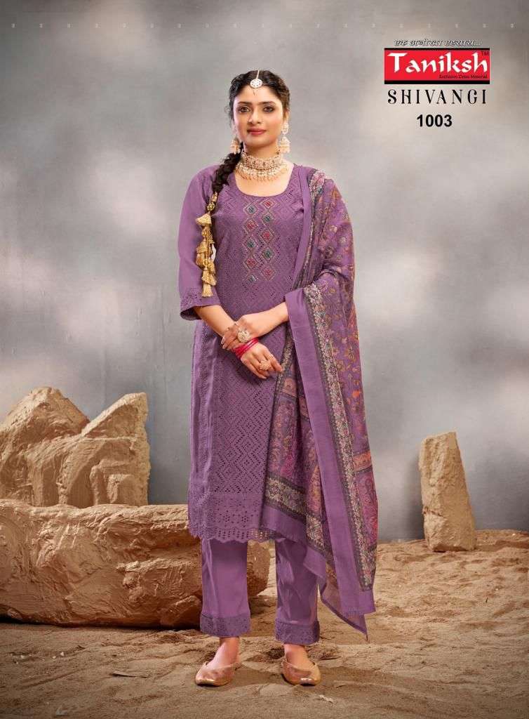 SHIVANGI VOL-1 BY TANIKSH MUSLIN SCHIFFLI WORK & LYCRA PANT WITH WORK 