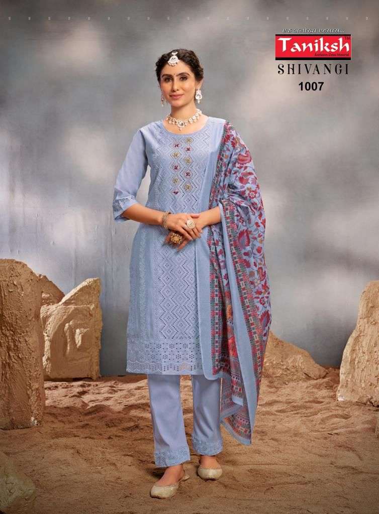 SHIVANGI VOL-1 BY TANIKSH MUSLIN SCHIFFLI WORK & LYCRA PANT WITH WORK 