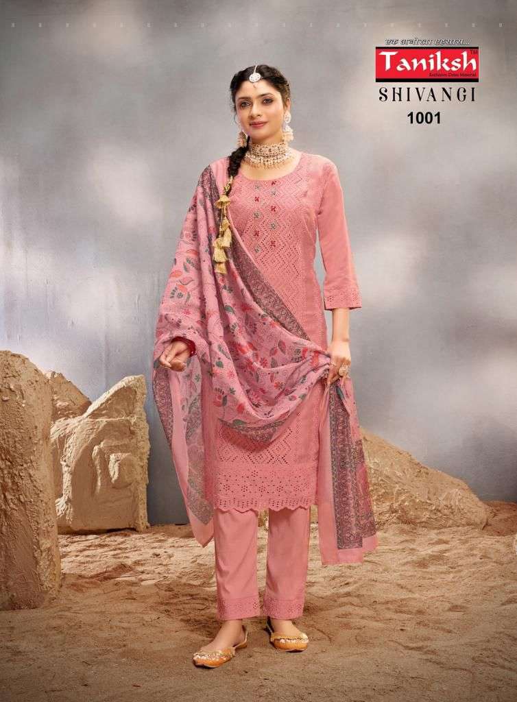 SHIVANGI VOL-1 BY TANIKSH MUSLIN SCHIFFLI WORK & LYCRA PANT WITH WORK 