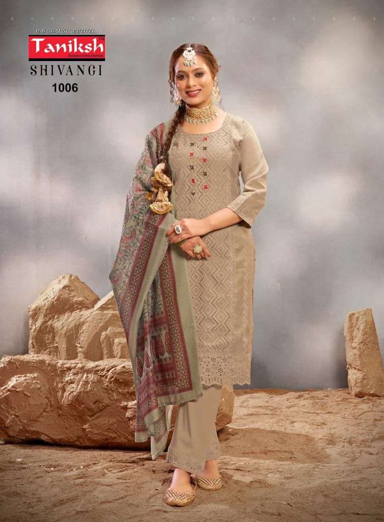 SHIVANGI VOL-1 BY TANIKSH MUSLIN SCHIFFLI WORK & LYCRA PANT WITH WORK 