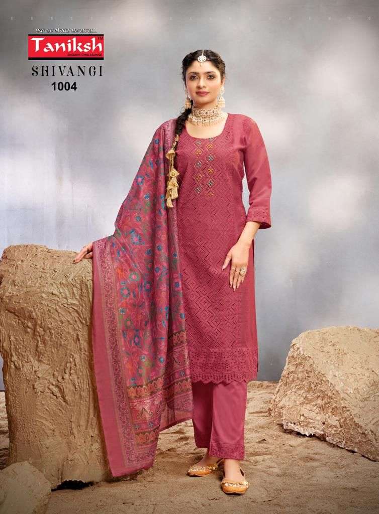 SHIVANGI VOL-1 BY TANIKSH MUSLIN SCHIFFLI WORK & LYCRA PANT WITH WORK 