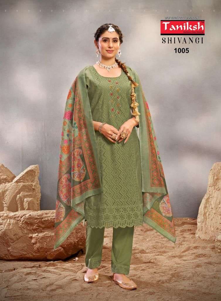 SHIVANGI VOL-1 BY TANIKSH MUSLIN SCHIFFLI WORK & LYCRA PANT WITH WORK 