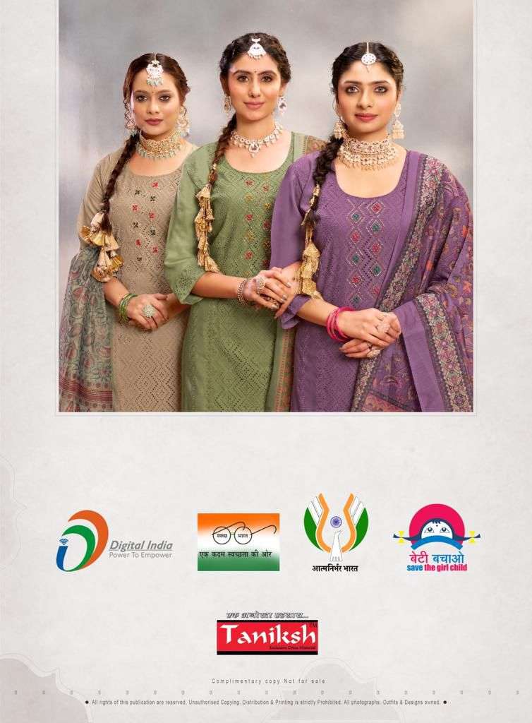 SHIVANGI VOL-1 BY TANIKSH MUSLIN SCHIFFLI WORK & LYCRA PANT WITH WORK 