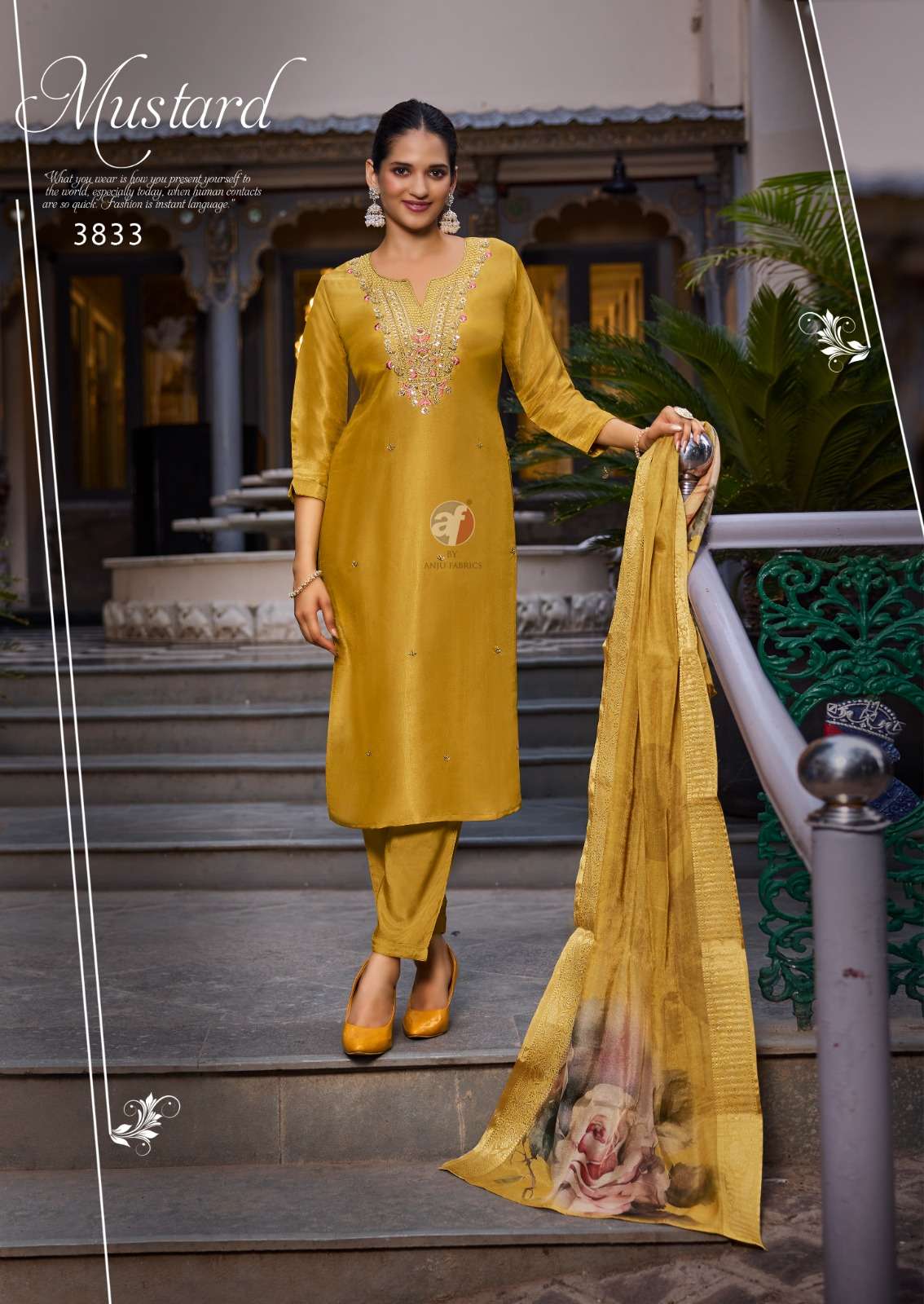 SILK AFFAIR VOL-4 BY ANJU FABRICS TISSUE SHIMMER BEAUTIFUL EMBROIDERY KURTI PANT WITH DUPATTA 