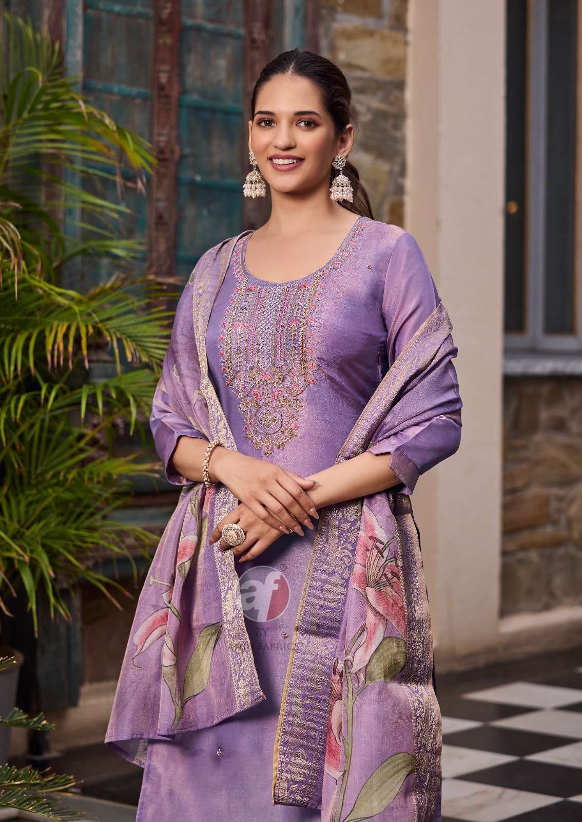 SILK AFFAIR VOL-4 BY ANJU FABRICS TISSUE SHIMMER BEAUTIFUL EMBROIDERY KURTI PANT WITH DUPATTA 