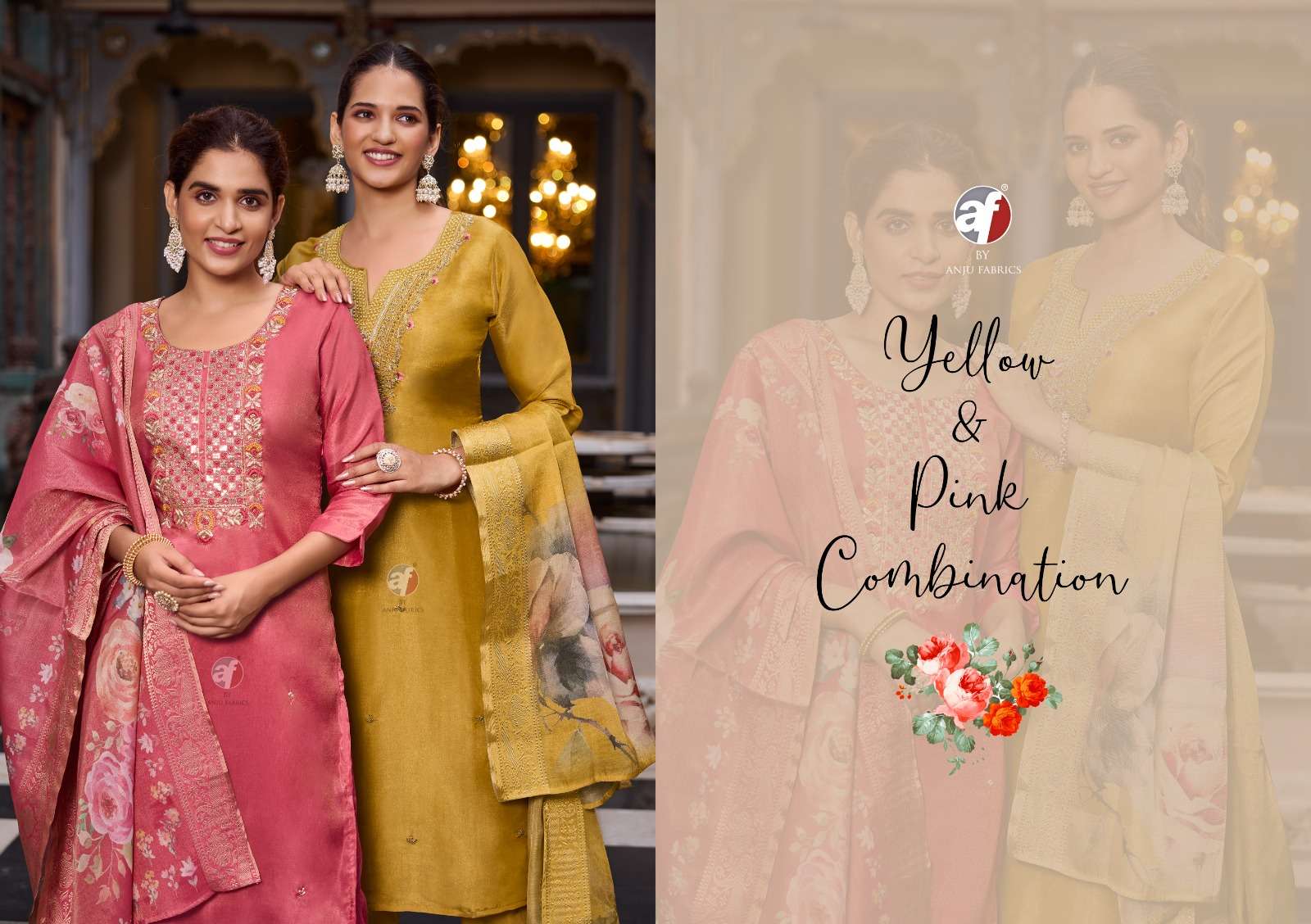 SILK AFFAIR VOL-4 BY ANJU FABRICS TISSUE SHIMMER BEAUTIFUL EMBROIDERY KURTI PANT WITH DUPATTA 