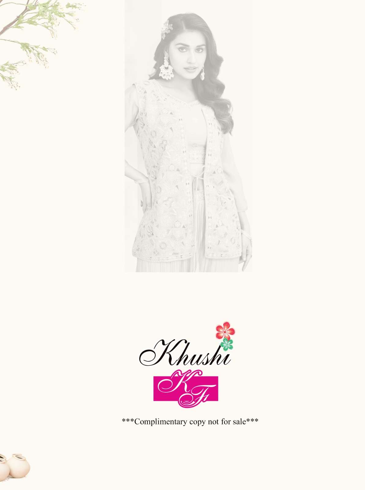 SIMAYA BY KF FASHION CHINON SILK EMBROIDERY CROP TOP SHRUG WITH PLAZO 