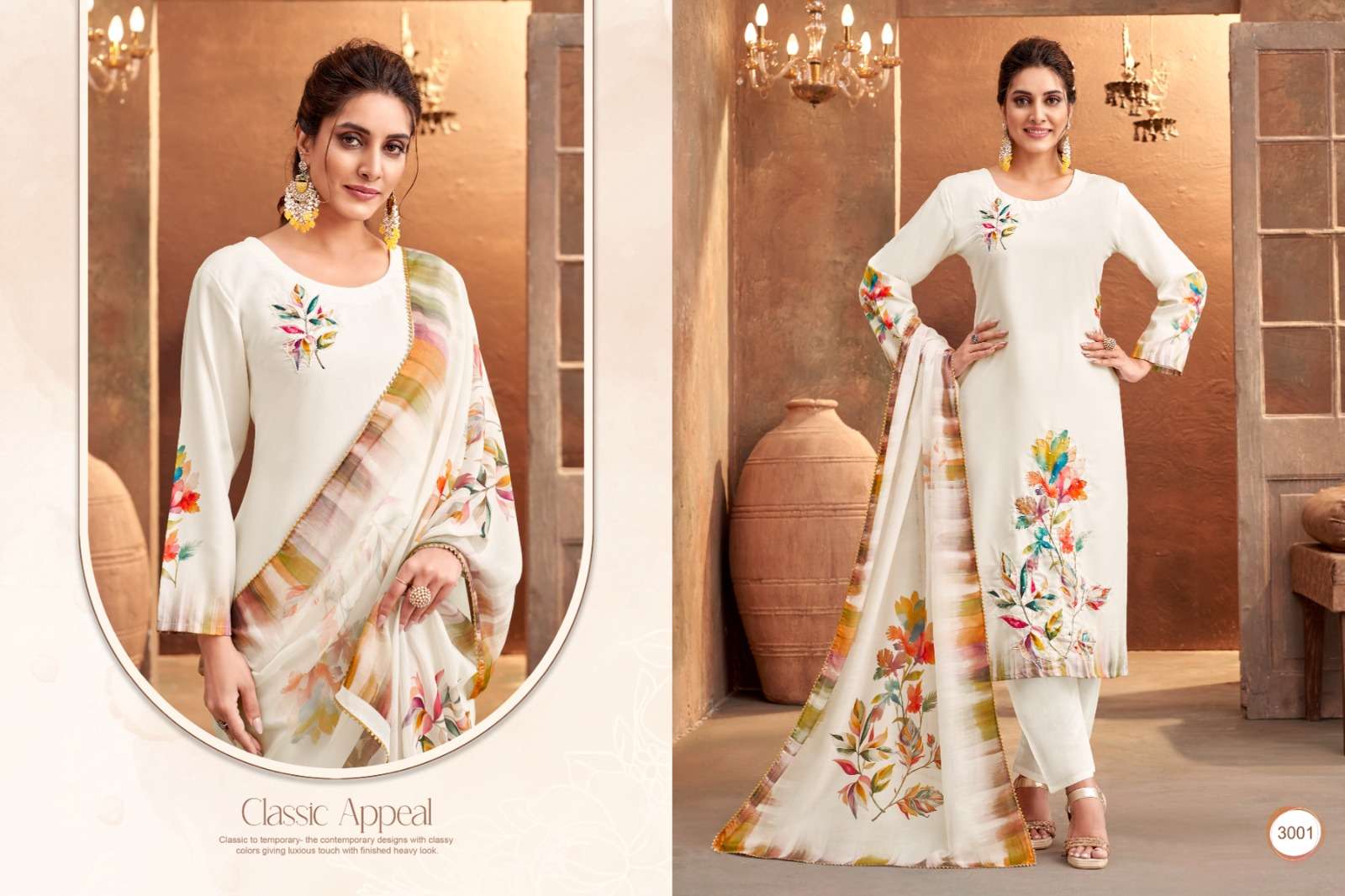 SIMAYA BY KF FASHION MUSLIN DIGITAL THREAD WORK KURTI PANT WITH DUPATTA 