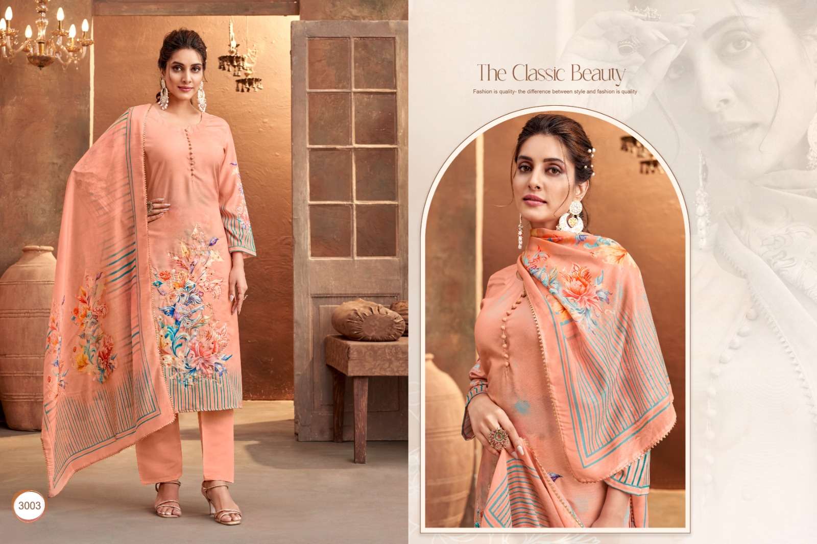 SIMAYA BY KF FASHION MUSLIN DIGITAL THREAD WORK KURTI PANT WITH DUPATTA 