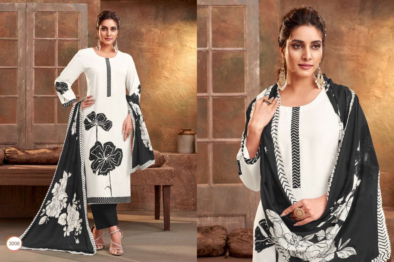 SIMAYA BY KF FASHION MUSLIN DIGITAL THREAD WORK KURTI PANT WITH DUPATTA 