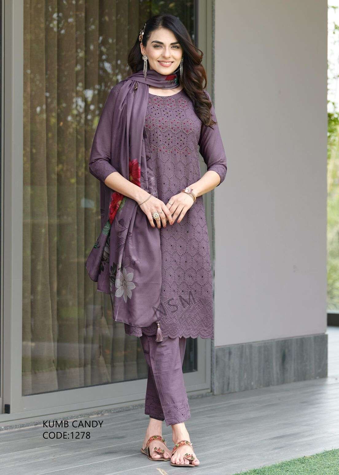 SR-1278 KU PURE COTTON HEAVY SCHIFFLI WORK WITH DIGITAL PRINT DUPATTA  