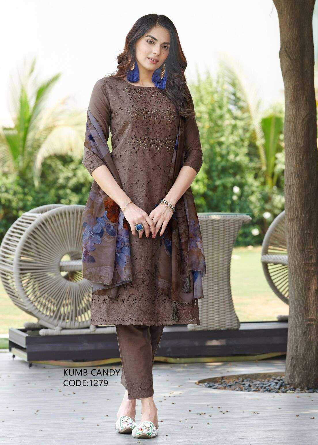 SR-1279 KU PURE COTTON HEAVY SCHIFFLI WORK WITH DIGITAL PRINT DUPATTA  